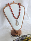 Red Jasper & Druzy Quartz Necklace