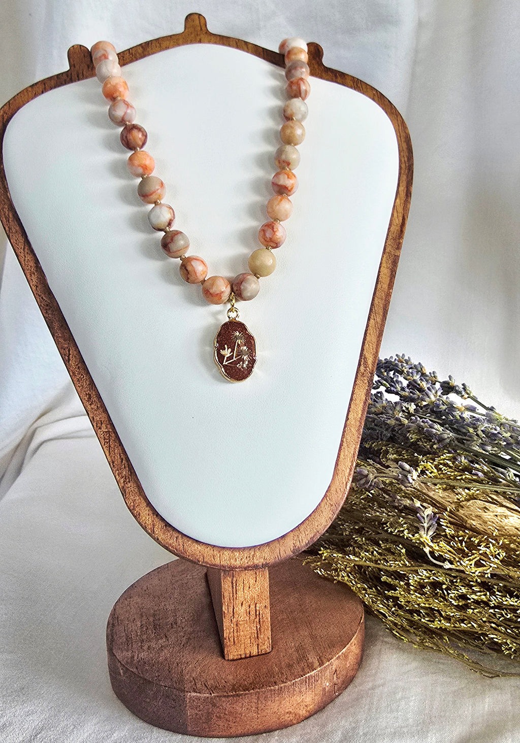 Red Line Jasper Botanical Necklace