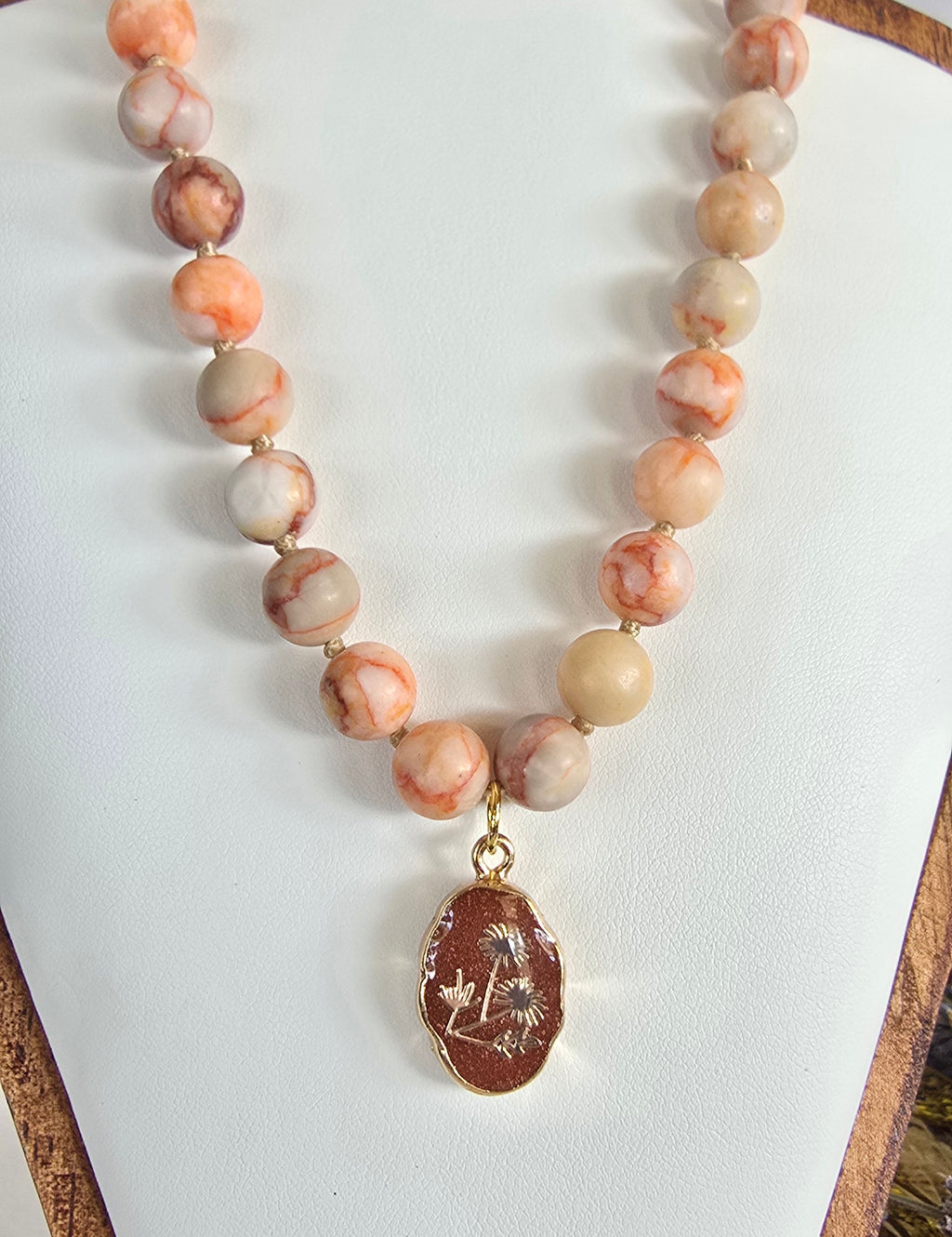 Red Line Jasper Botanical Necklace