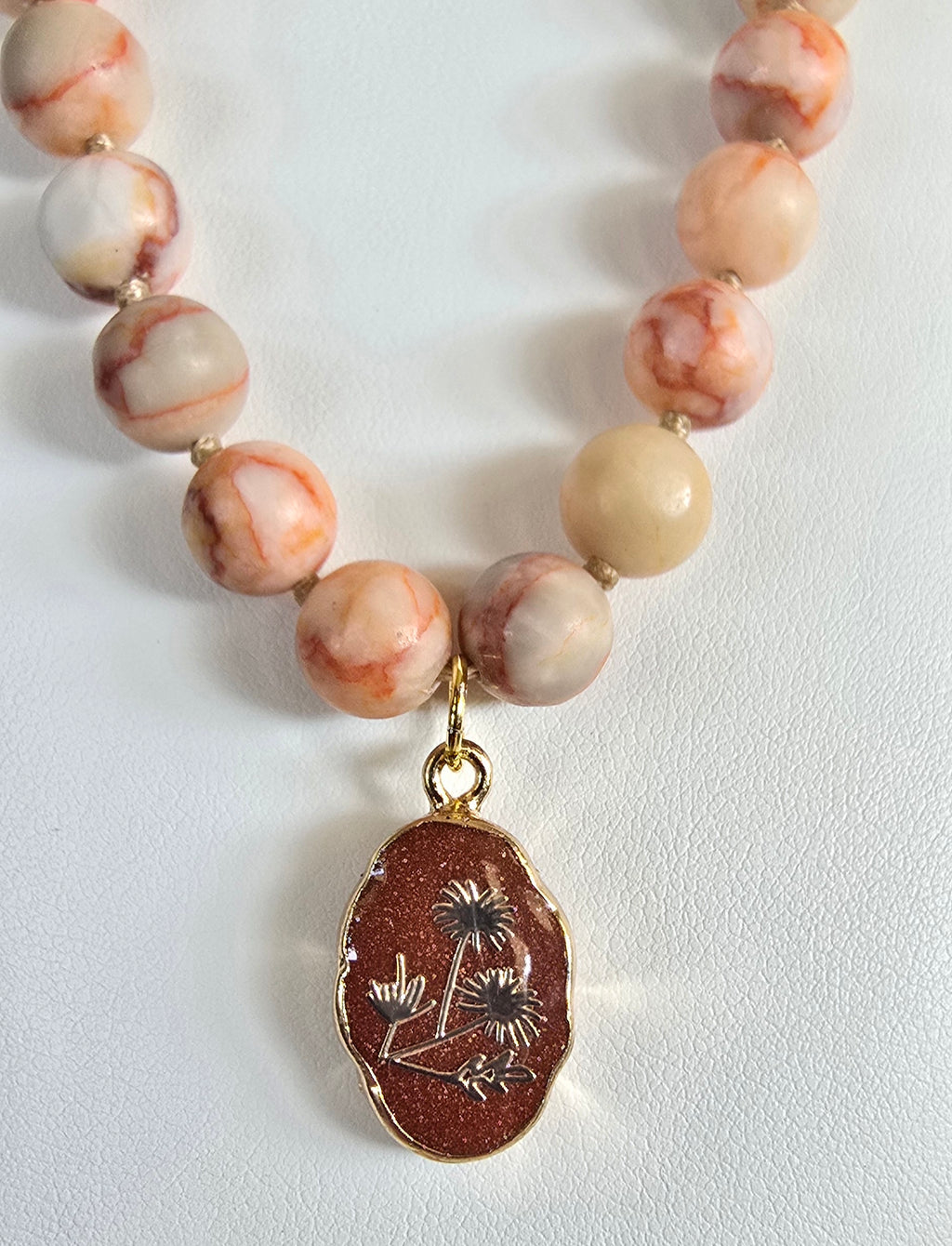 Red Line Jasper Botanical Necklace