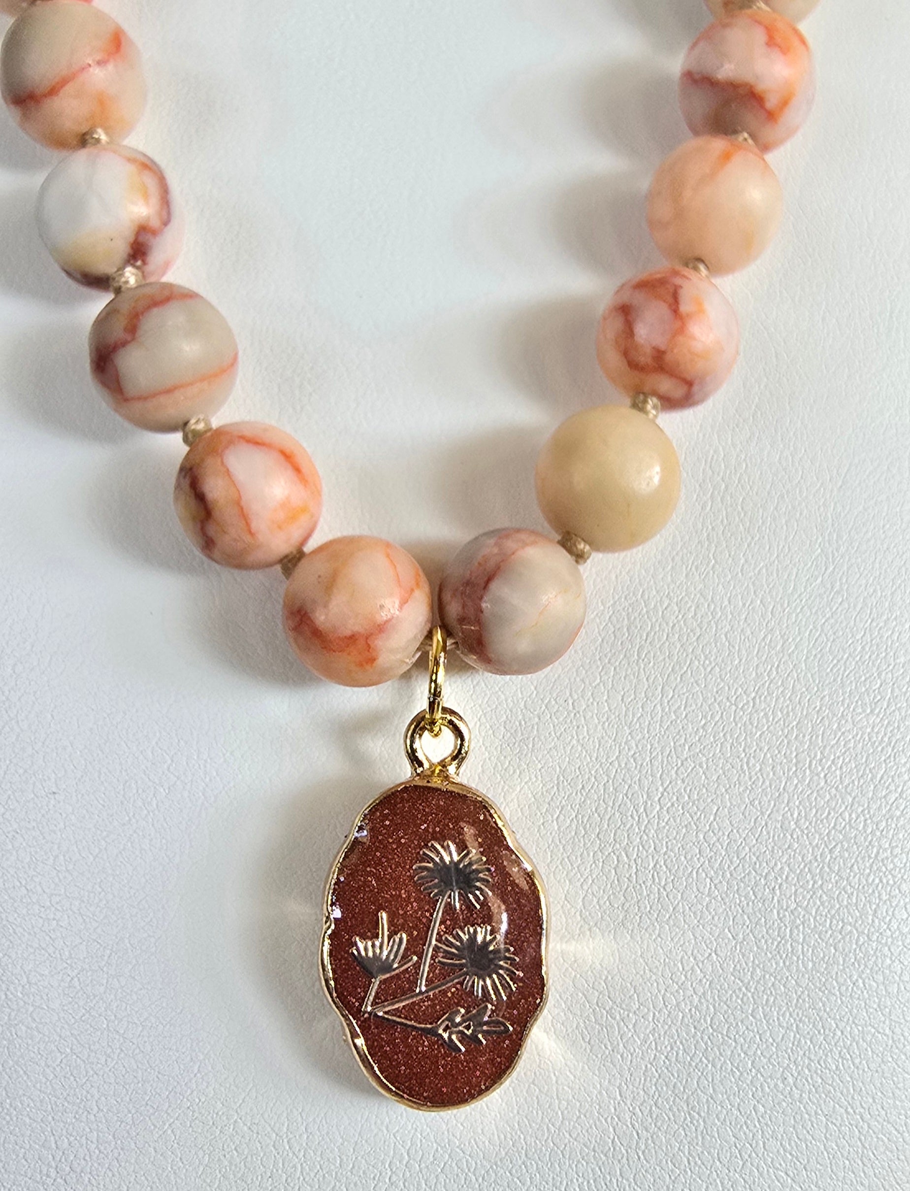 Red Line Jasper Botanical Necklace