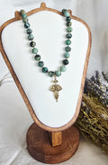 African Turquoise Jasper Lotus Necklace