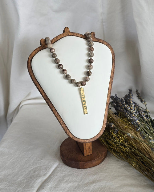 Fossil Coral & Gold Moon Phase Necklace