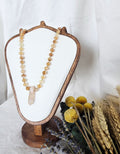 Golden Light - Hand-Knotted Citrine Necklace with Quartz Point Pendant
