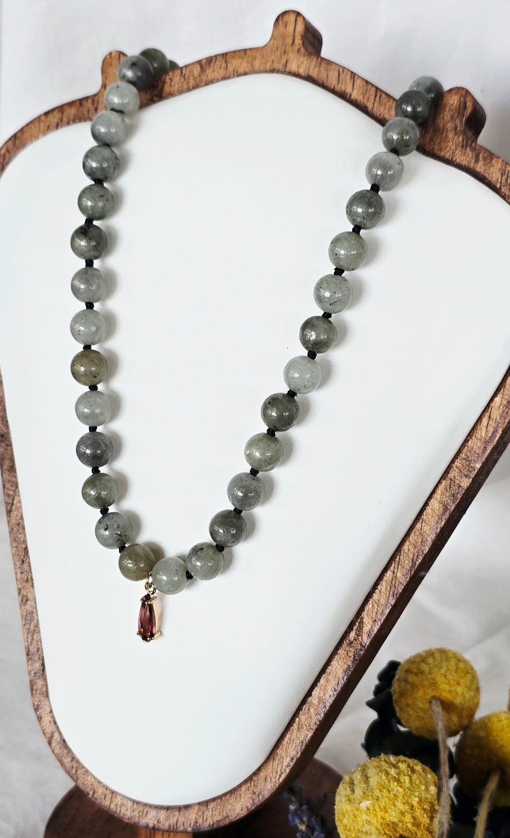 Moonlit Intuition - Labradorite Necklace with Rose Gold Crystal Pendant