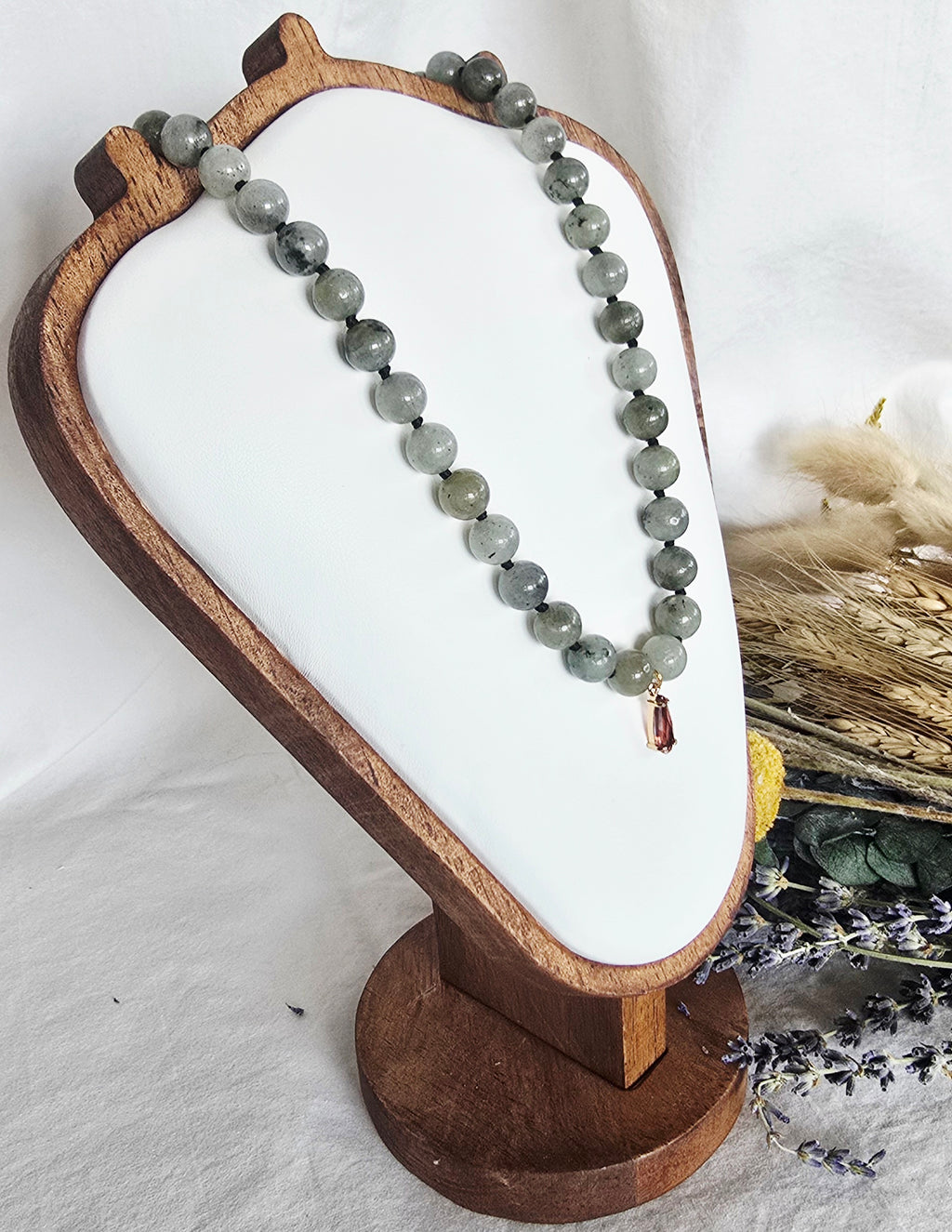 Moonlit Intuition - Labradorite Necklace with Rose Gold Crystal Pendant