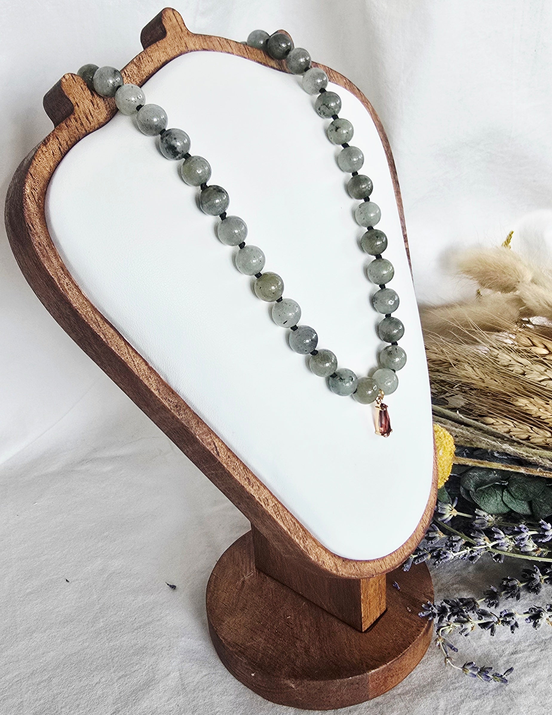 Moonlit Intuition - Labradorite Necklace with Rose Gold Crystal Pendant