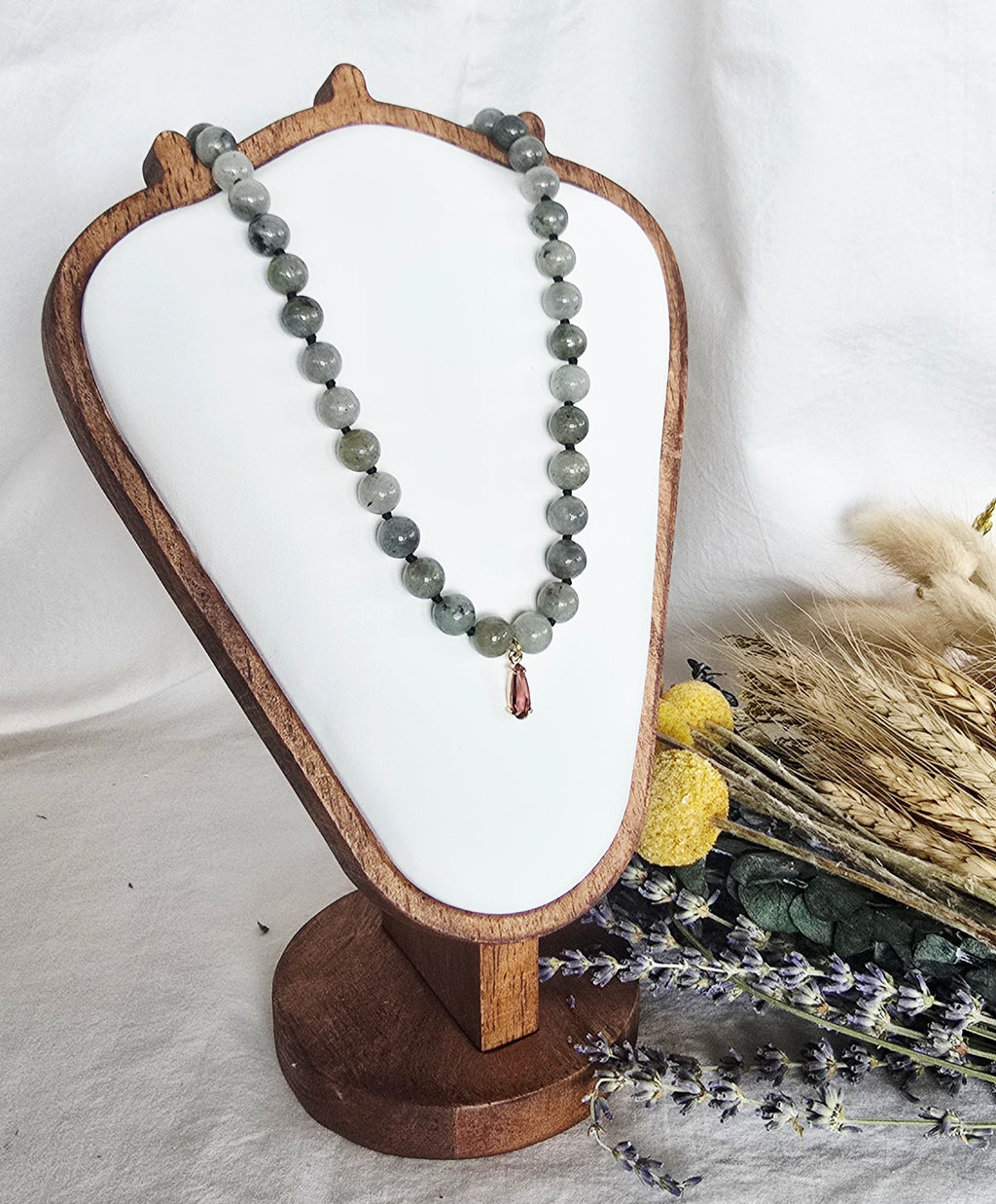 Moonlit Intuition - Labradorite Necklace with Rose Gold Crystal Pendant