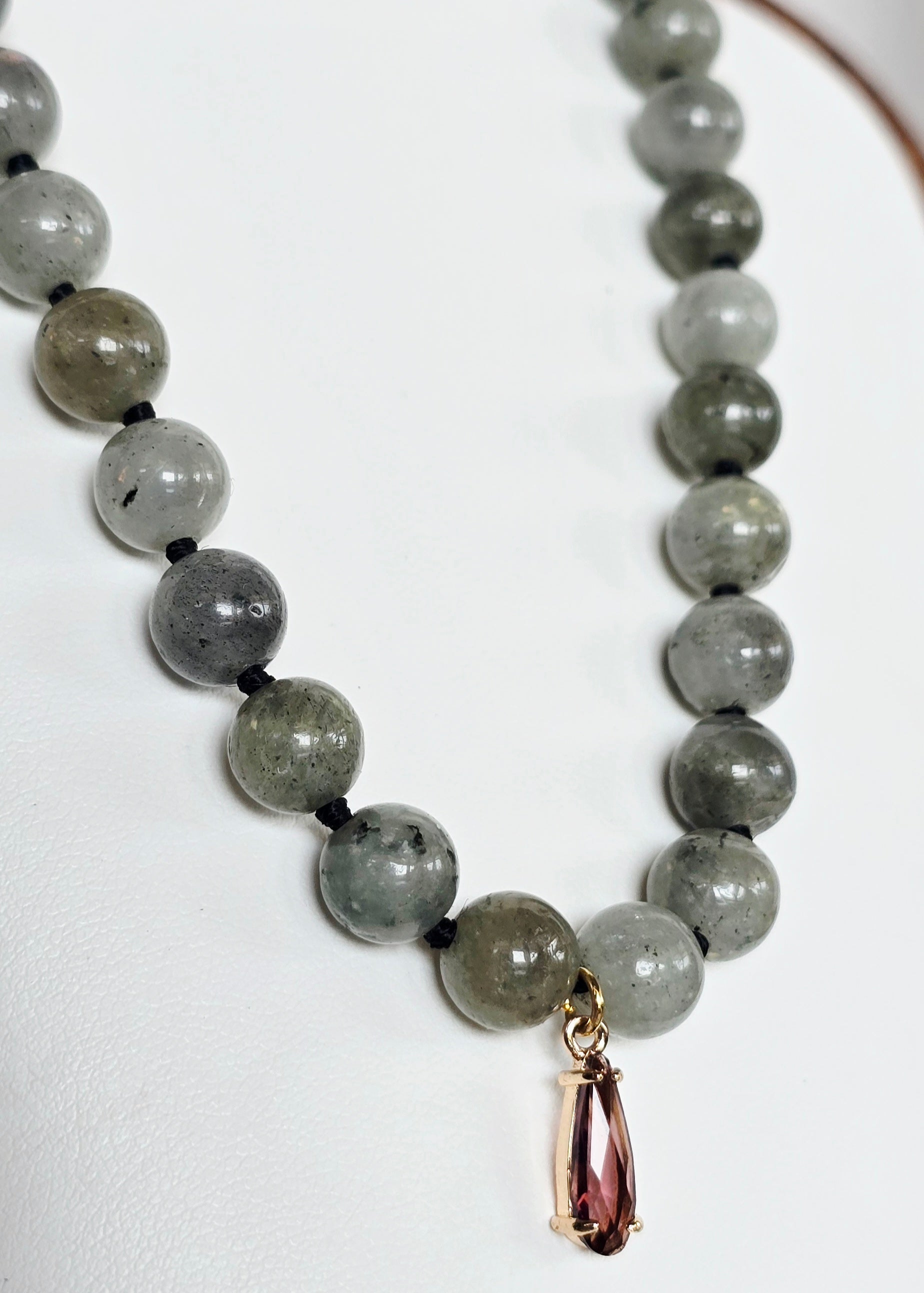Moonlit Intuition - Labradorite Necklace with Rose Gold Crystal Pendant