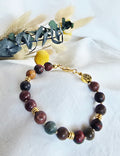 Hand-Knotted Picasso Jasper Bracelet with Tree of Life Charm
