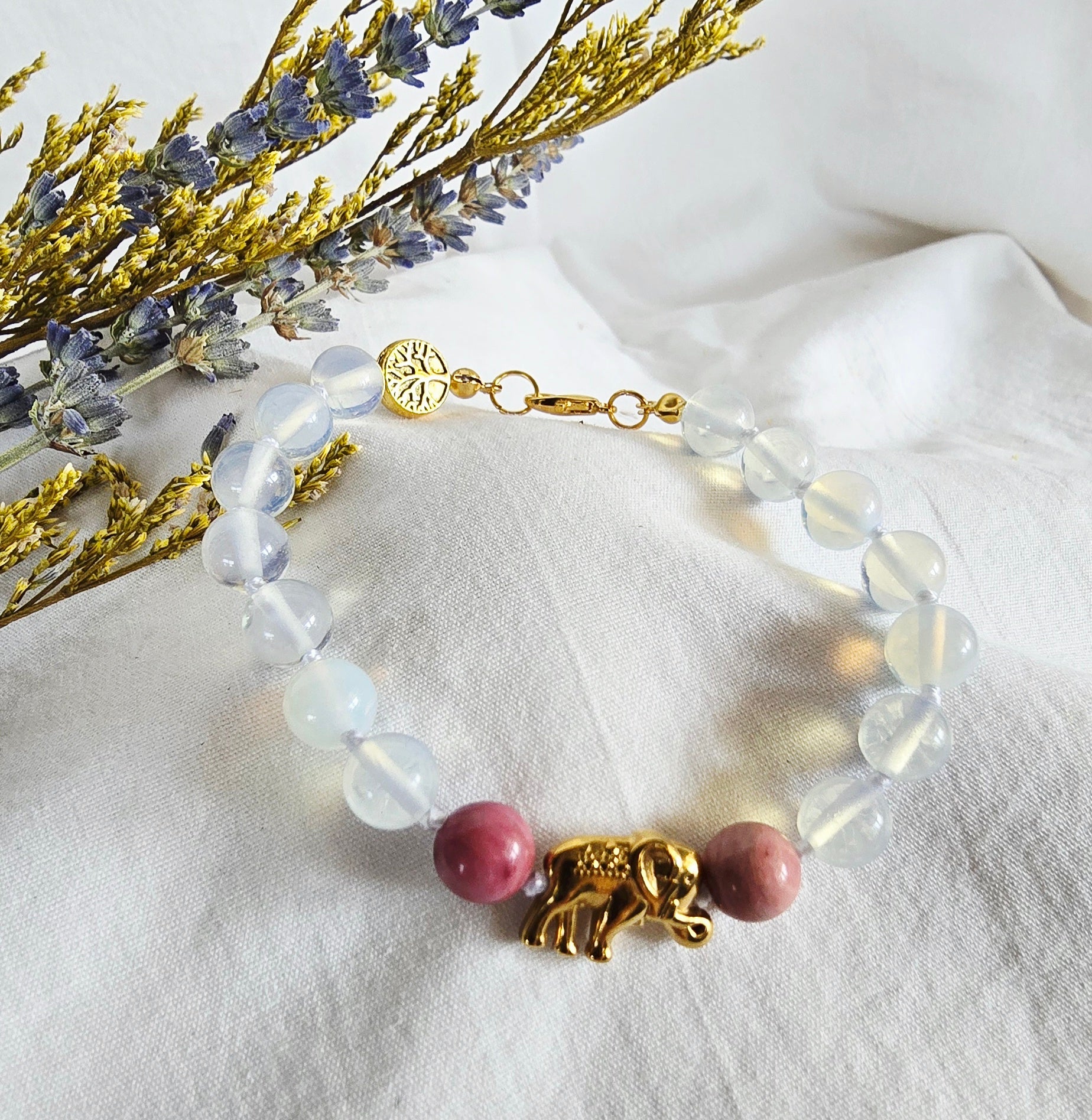 Moonlit Journey - Opalite & Rhodonite Bracelet