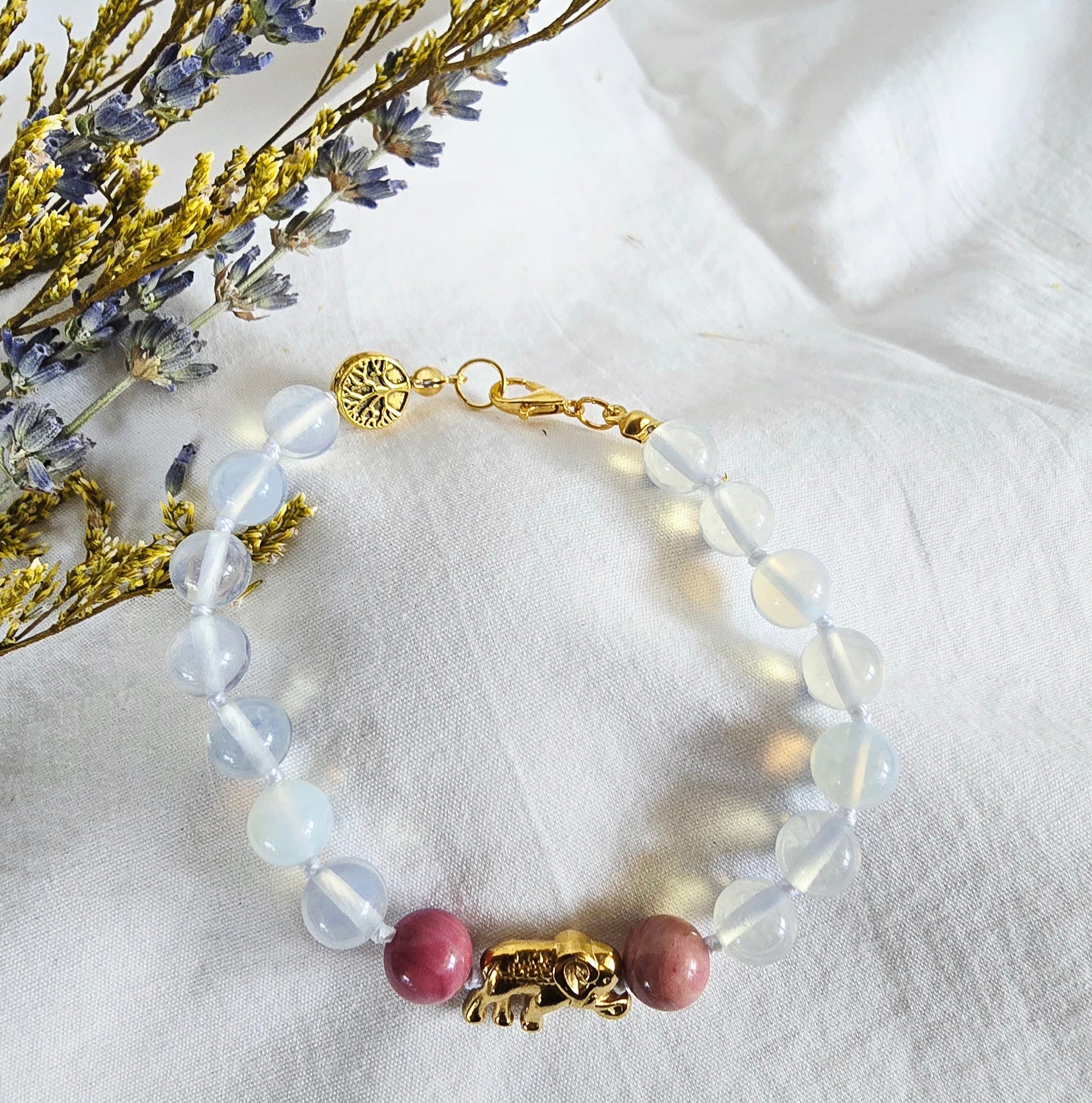 Moonlit Journey - Opalite & Rhodonite Bracelet