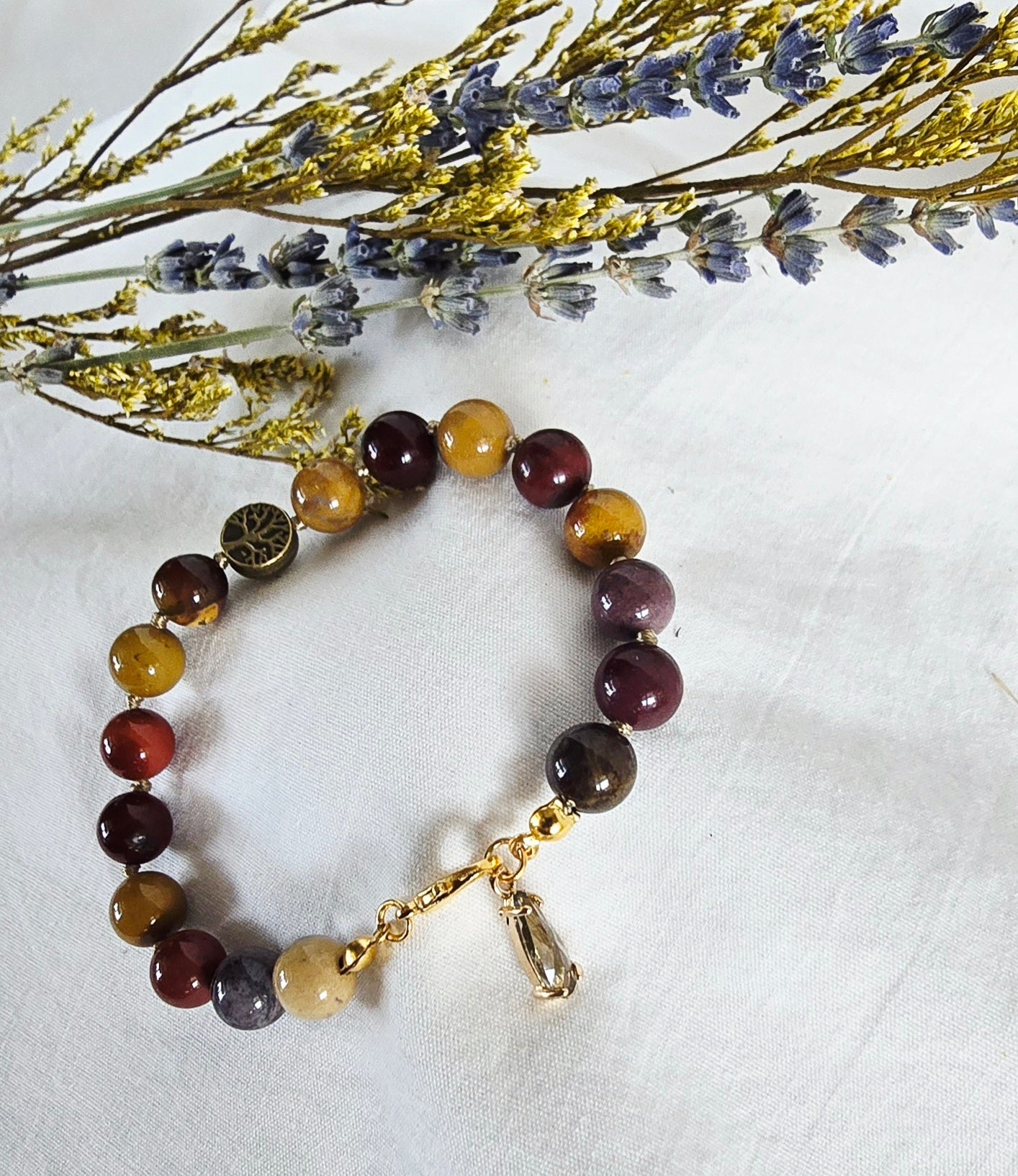 Rooted in Courage - Mookaite Jasper Bracelet with Tree of Life