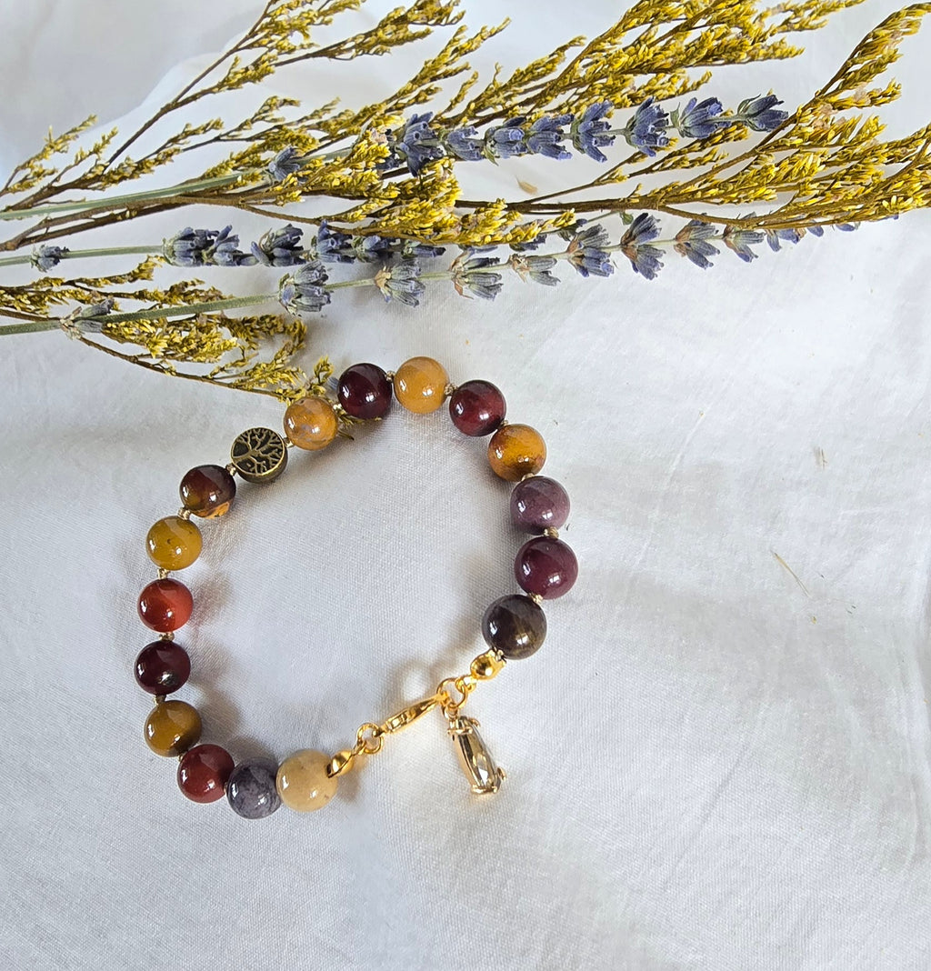 Rooted in Courage - Mookaite Jasper Bracelet with Tree of Life