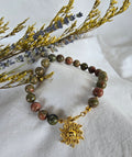 Solar Bloom - Unakite Bracelet with Golden Sun Charm