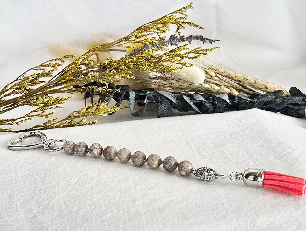 Fossil Jasper | Hand-Knotted Mindfulness Keychain