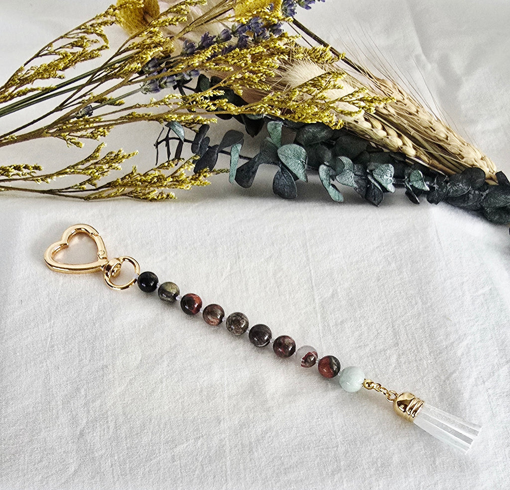 Pocket Pause Keychain | Fancy Jasper + Green Lotus Guru Bead
