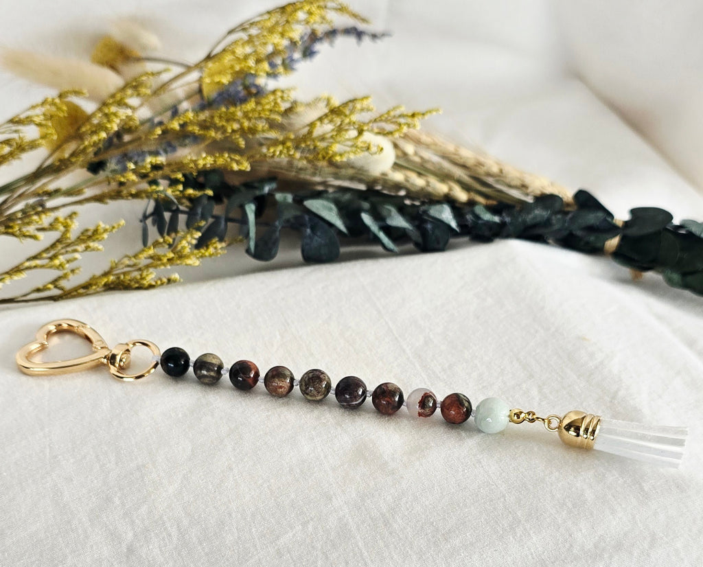 Pocket Pause Keychain | Fancy Jasper + Green Lotus Guru Bead