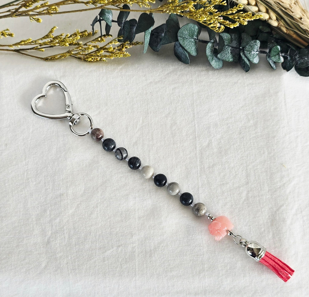Pocket Pause Keychain | Picasso Jasper + Pink Elephant