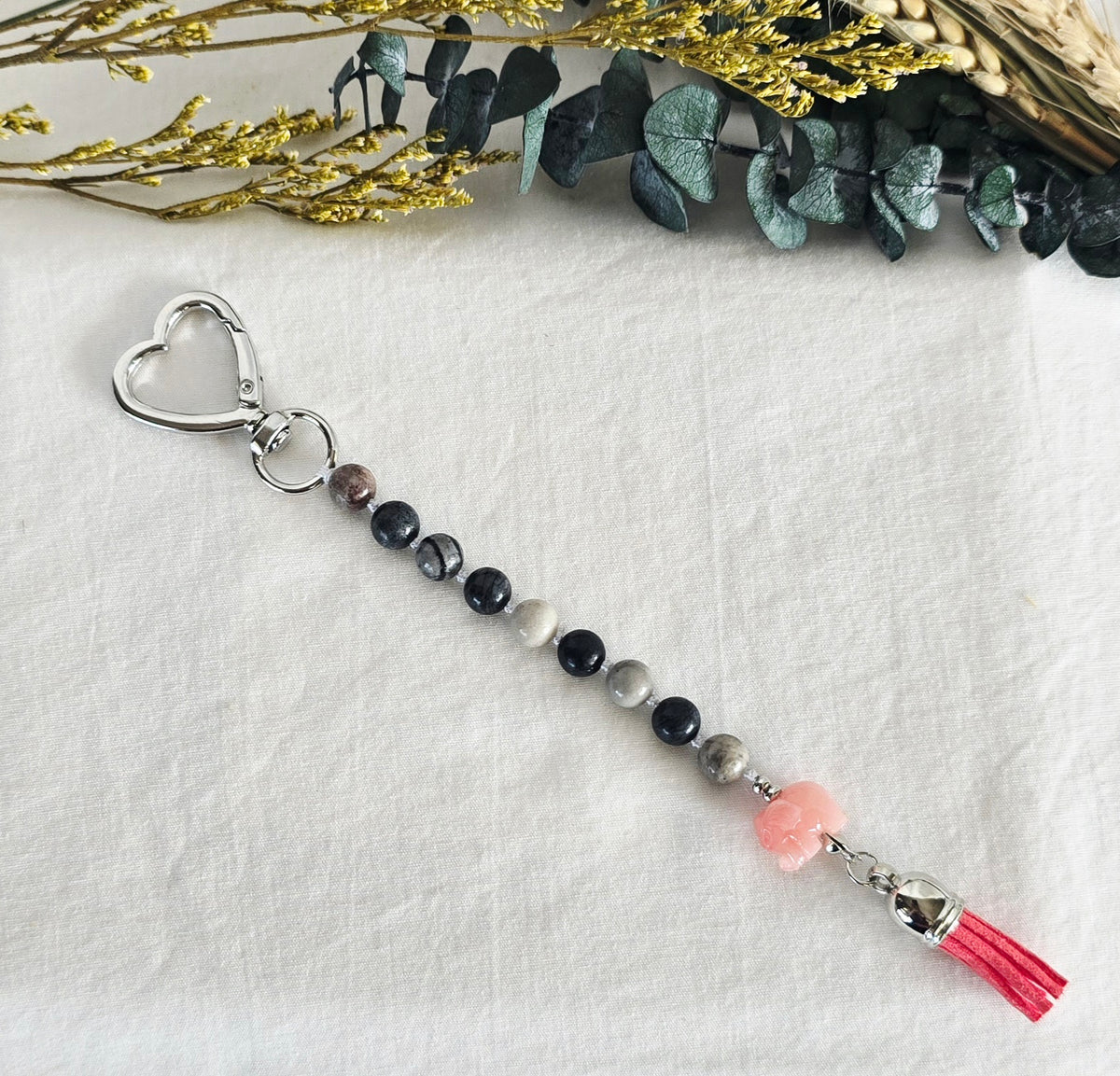 Pocket Pause Keychain | Picasso Jasper + Pink Elephant