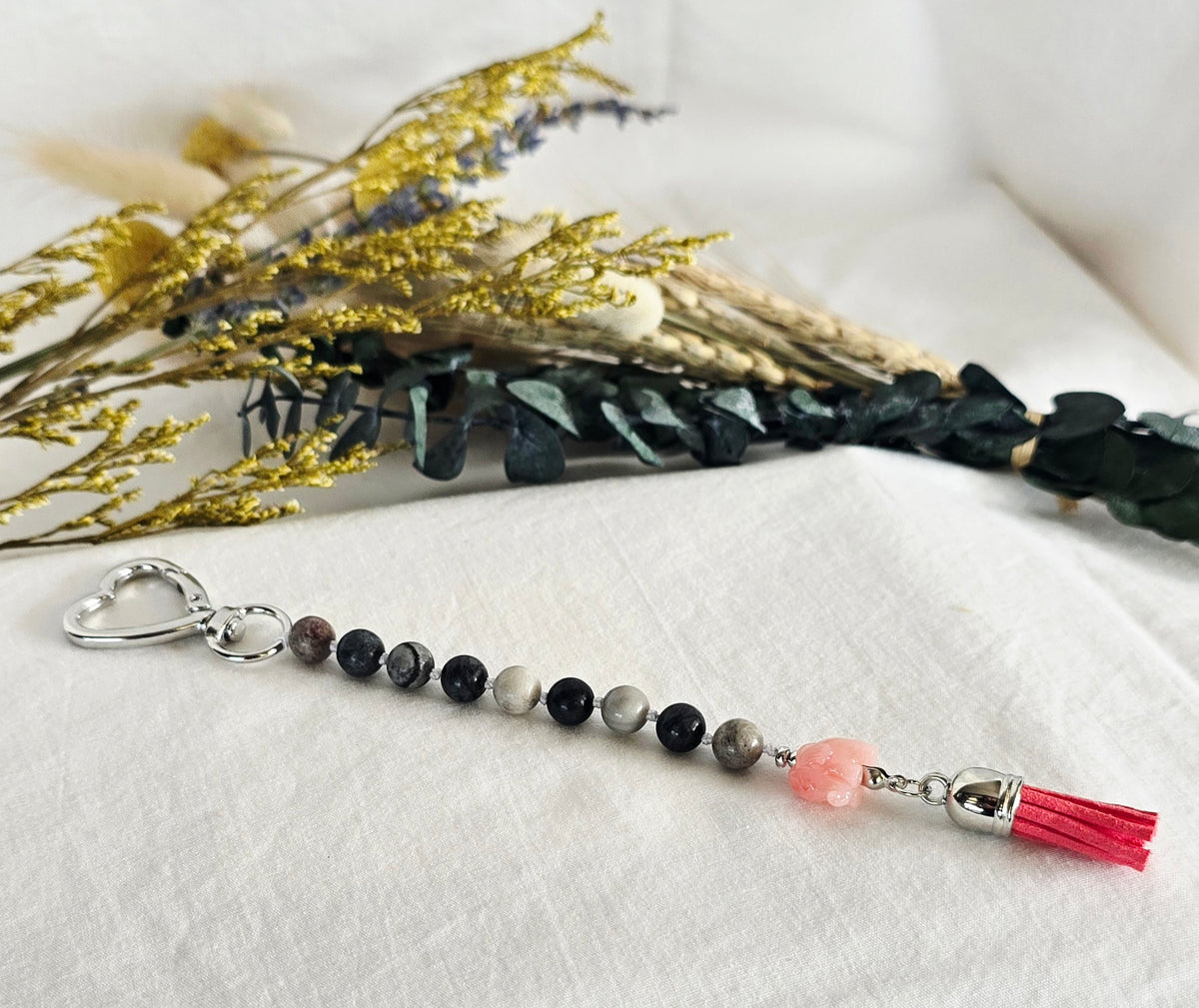 Pocket Pause Keychain | Picasso Jasper + Pink Elephant
