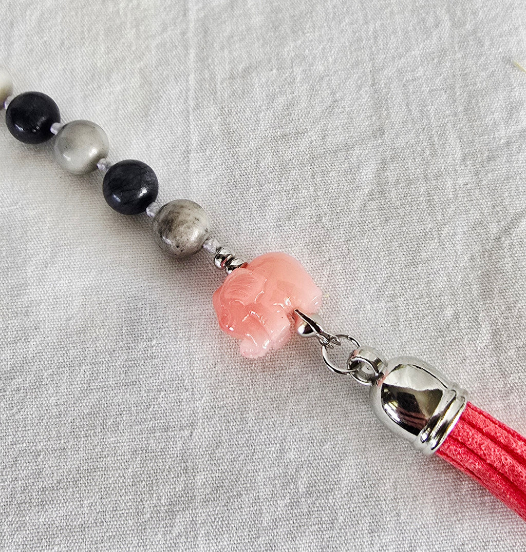 Pocket Pause Keychain | Picasso Jasper + Pink Elephant