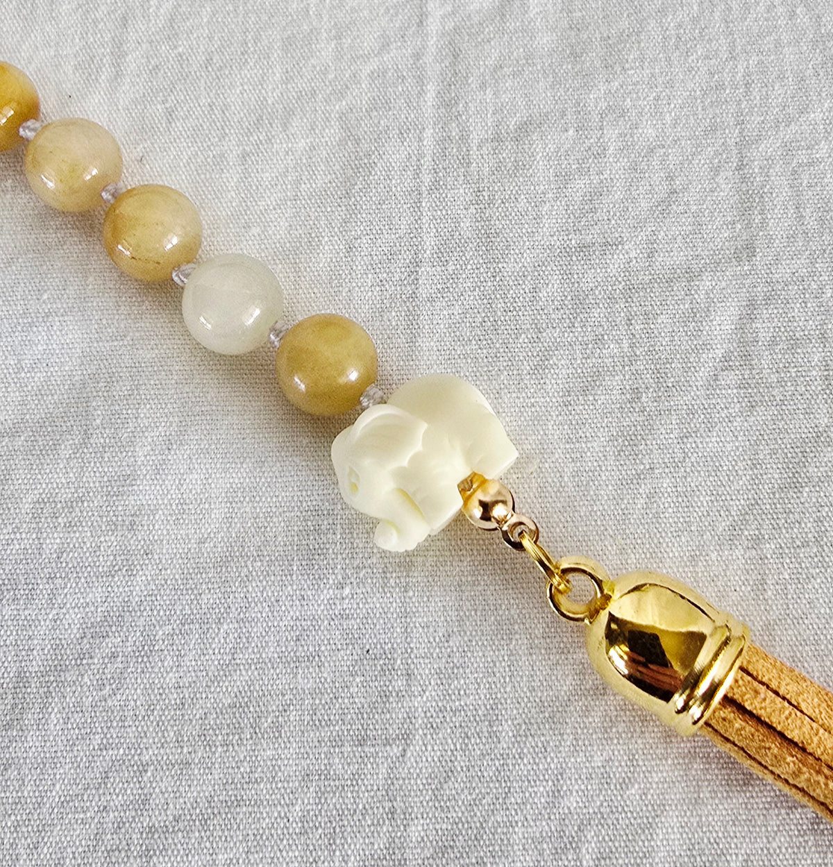 Pocket Pause Keychain | Yellow Jade + Elephant
