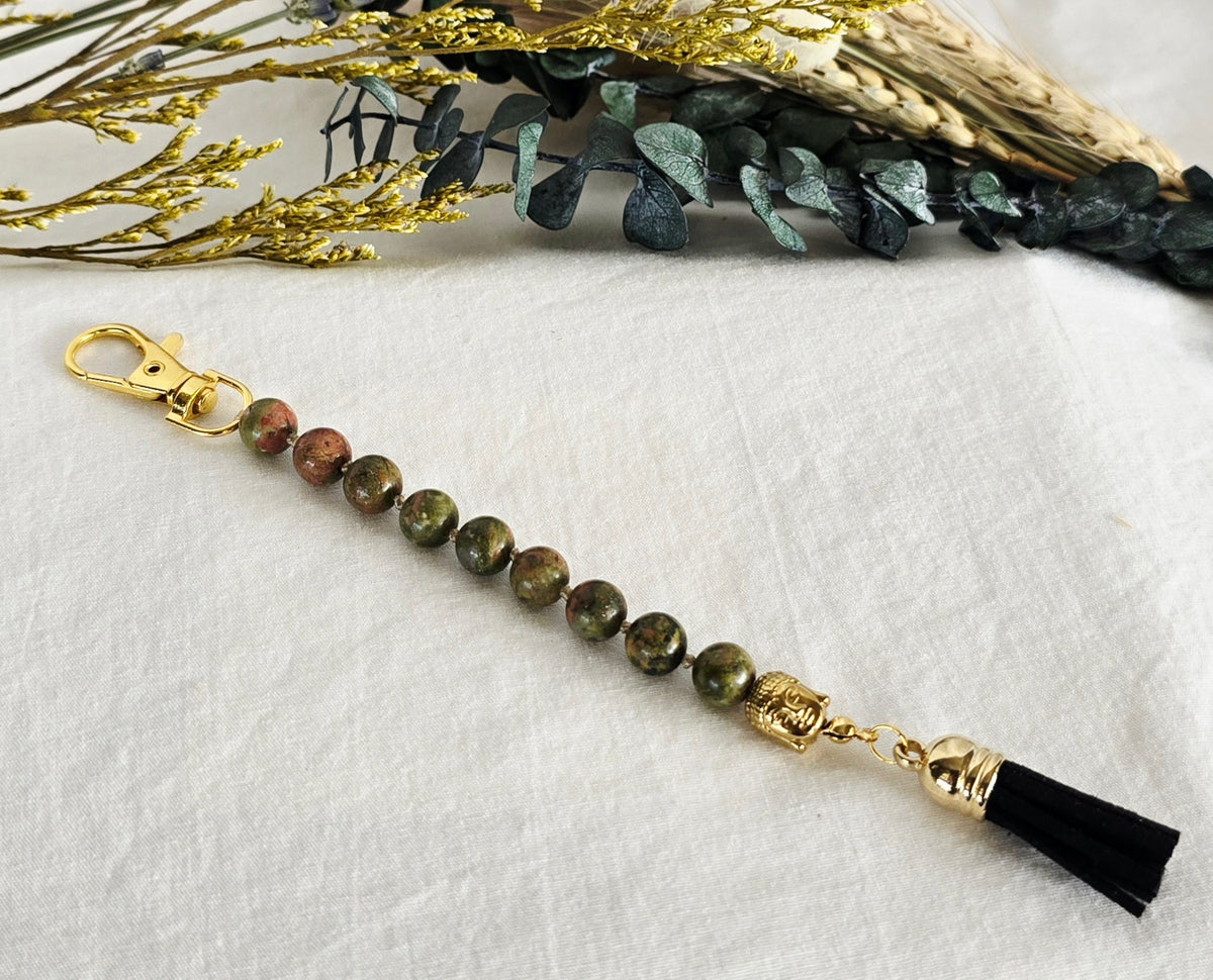 Pocket Pause Keychain | Unakite + Buddha