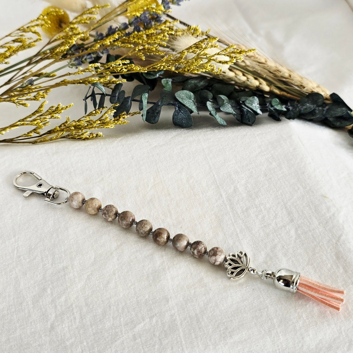 Pocket Pause Keychain | Fossil Coral + Lotus