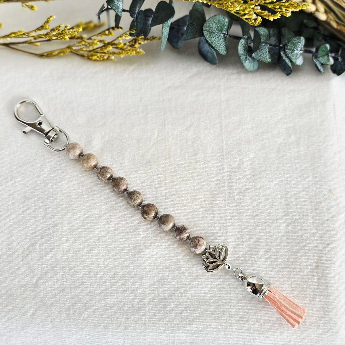 Pocket Pause Keychain | Fossil Coral + Lotus