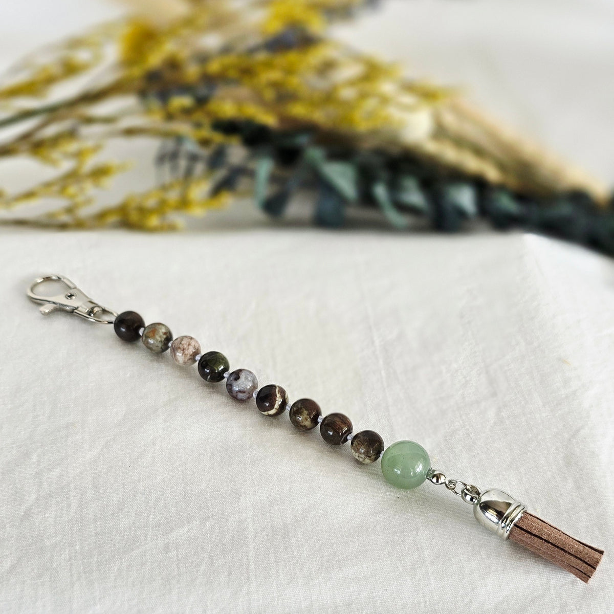 Pocket Pause Keychain | Fancy Jasper + Green Aventurine