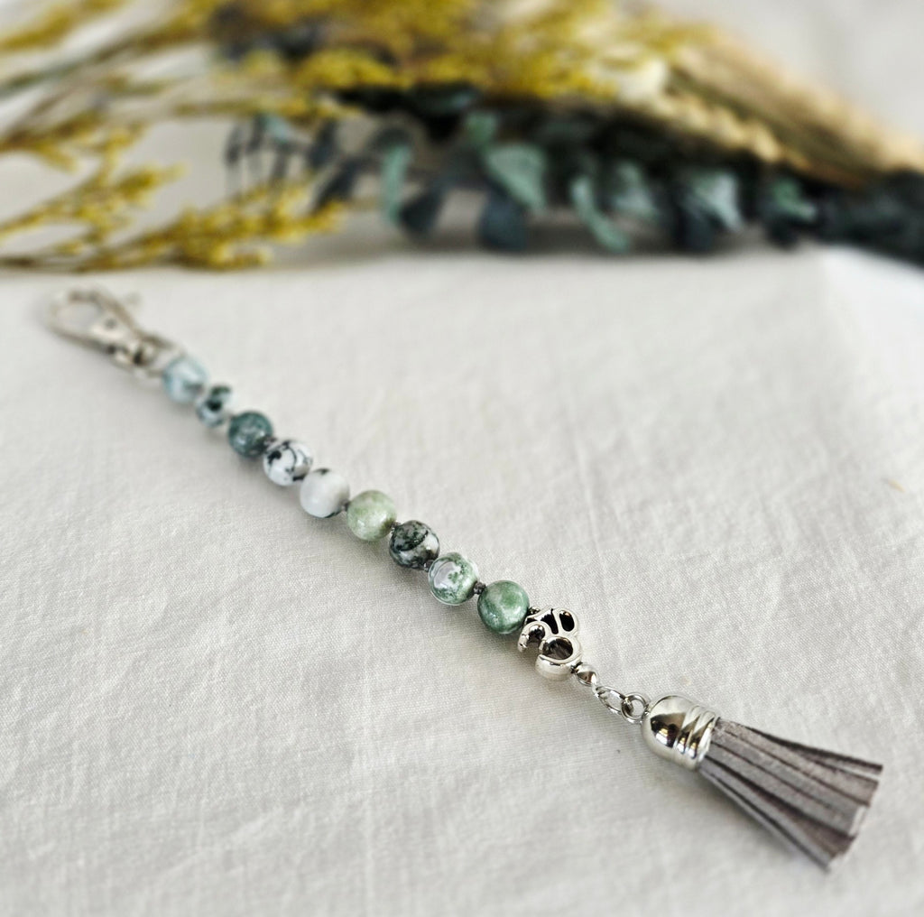 Pocket Pause Keychain | Tree Agate + Om