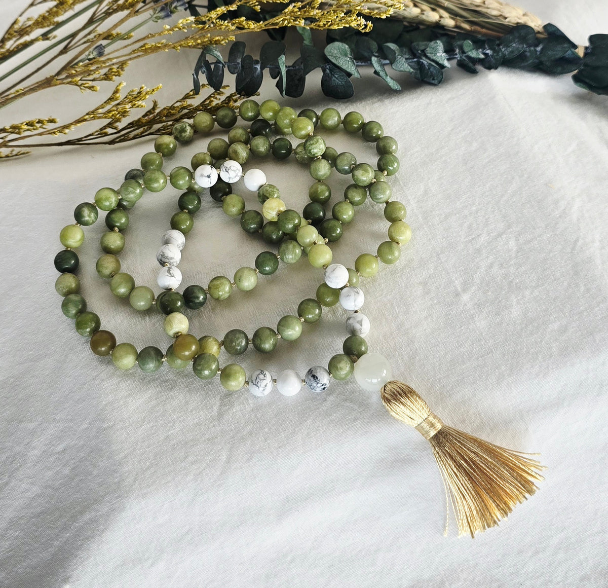 Jade Harmony Hand-Knotted Mala Necklace