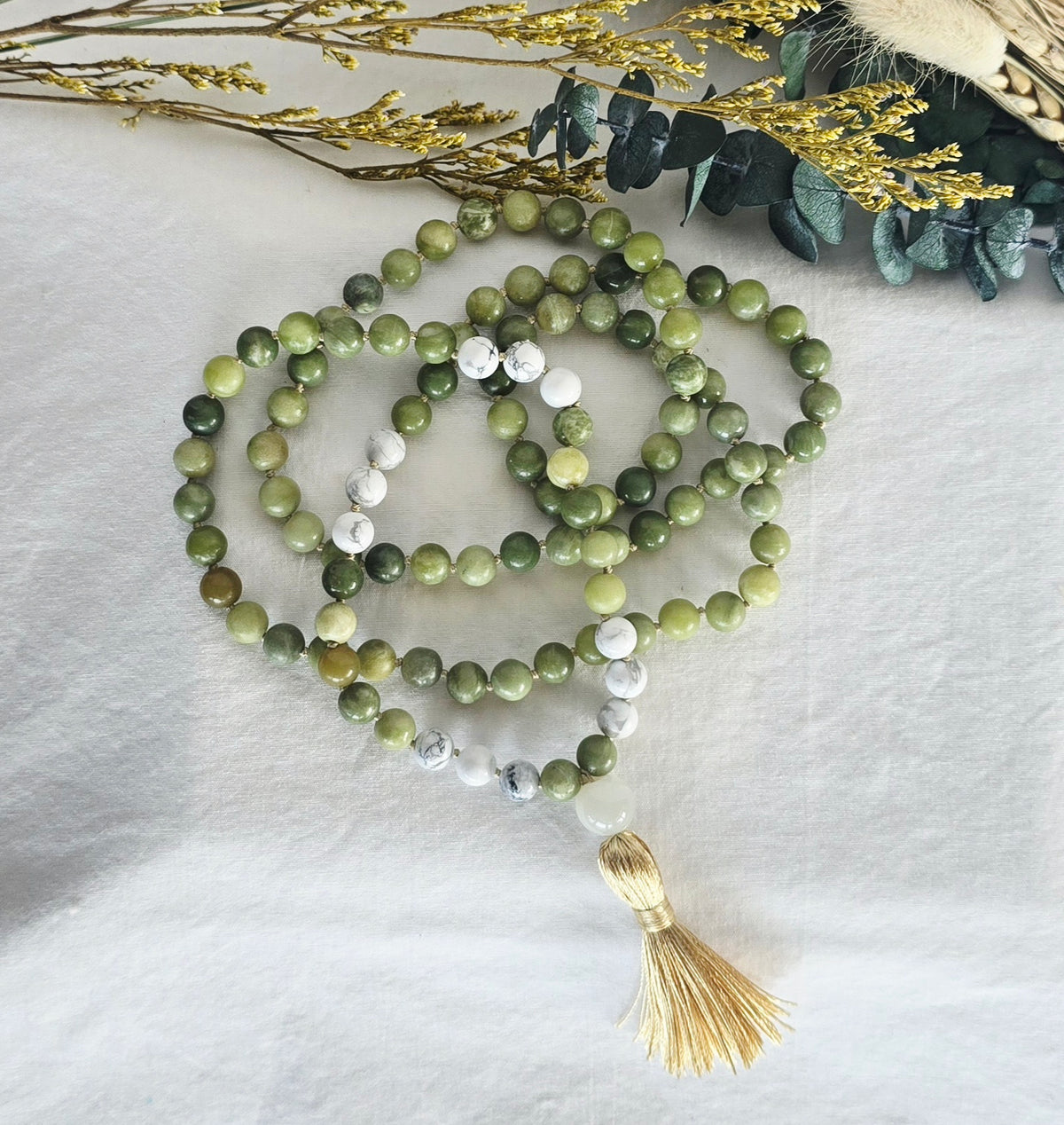 Jade Harmony Hand-Knotted Mala Necklace