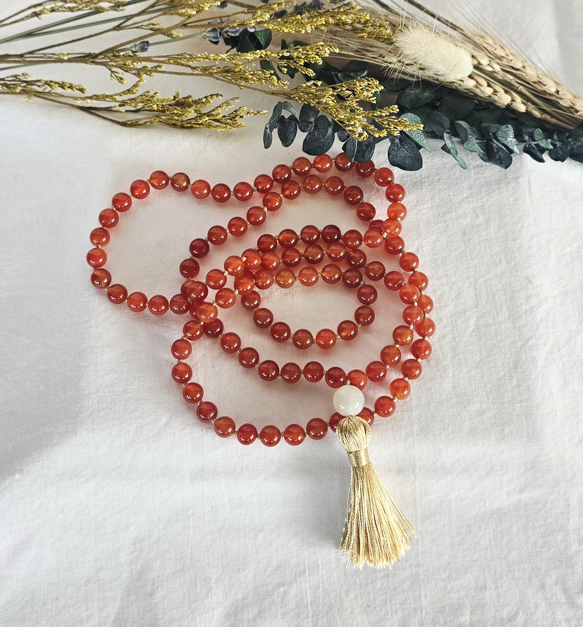 Carnelian Hand-Knotted Mala Necklace