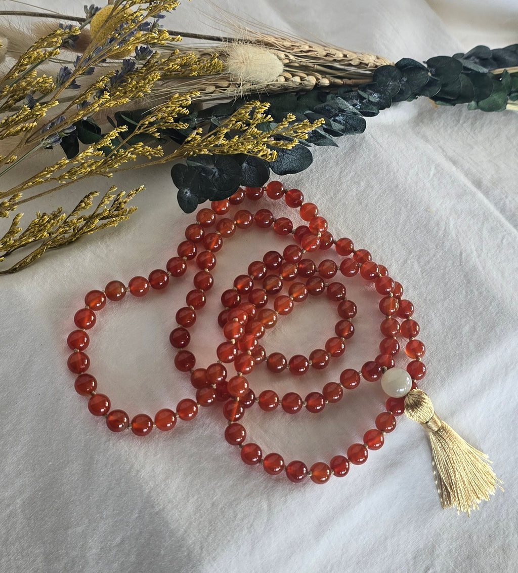 Carnelian Hand-Knotted Mala Necklace
