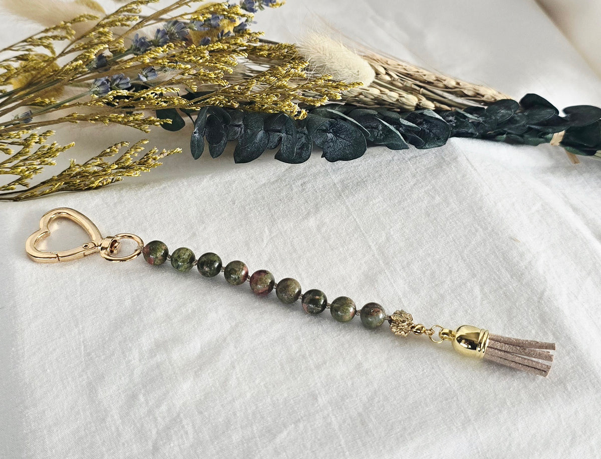 Pocket Pause Keychain | Unakite + Lotus