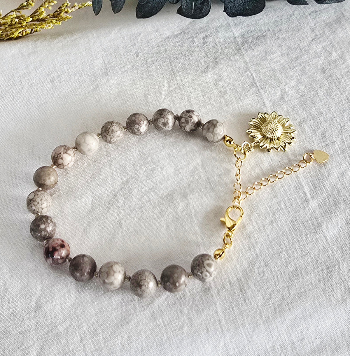 Fossil Coral Sunflower Bracelet