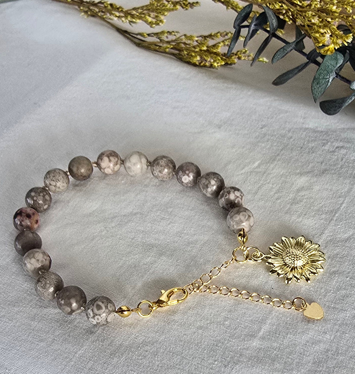 Fossil Coral Sunflower Bracelet