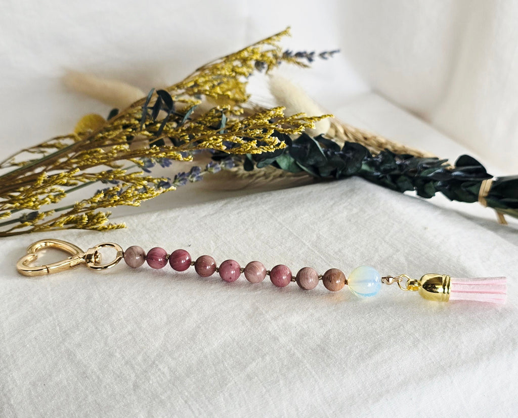 Tender Heart • Pink Opal + Opalite Pocket Pause Keychain