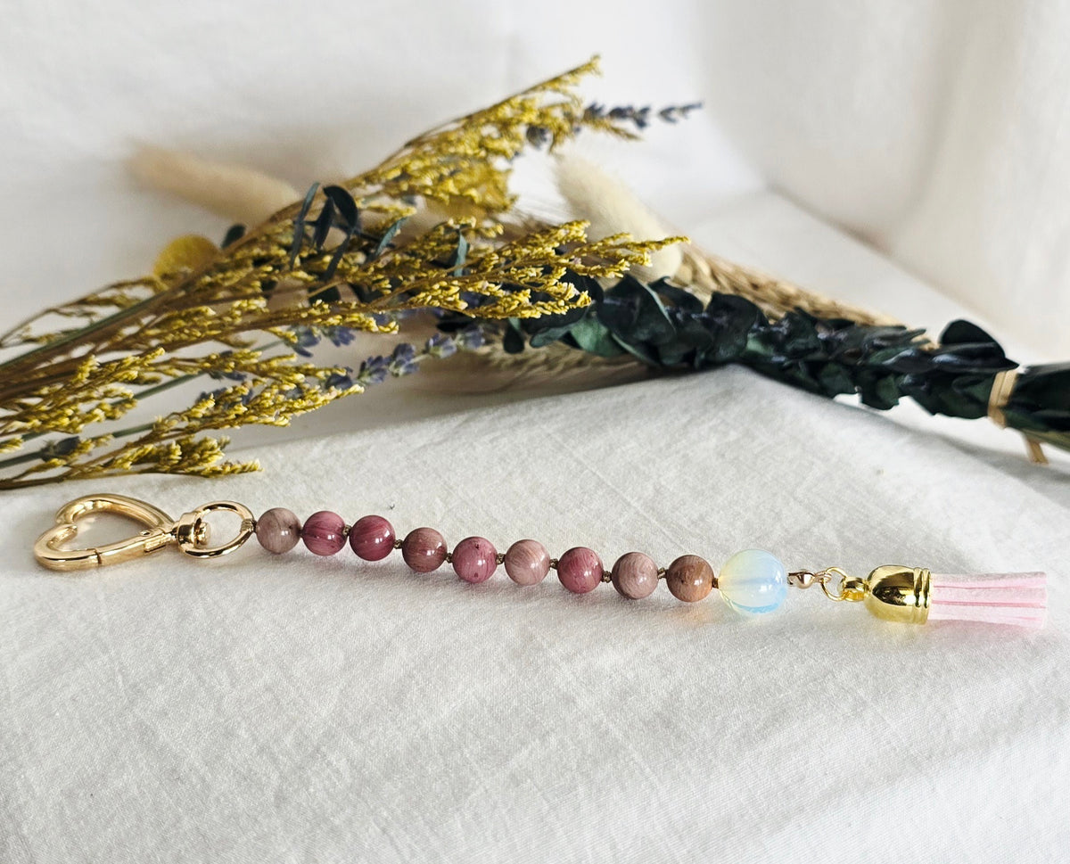 Tender Heart • Pink Opal + Opalite Pocket Pause Keychain