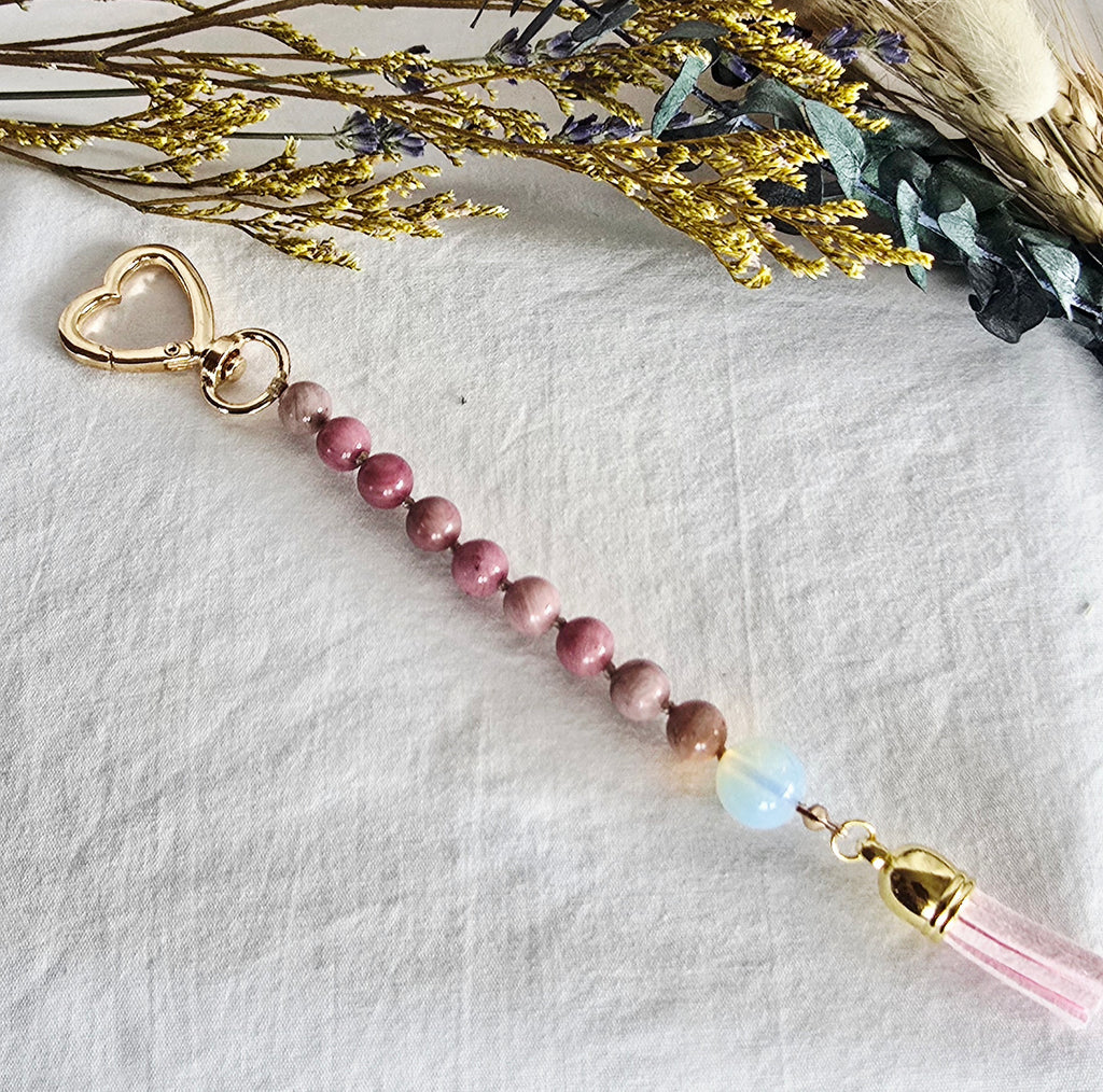 Tender Heart • Pink Opal + Opalite Pocket Pause Keychain