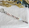 Soft Glow • Pink Zebra Jasper + Opalite Pocket Pause Keychain