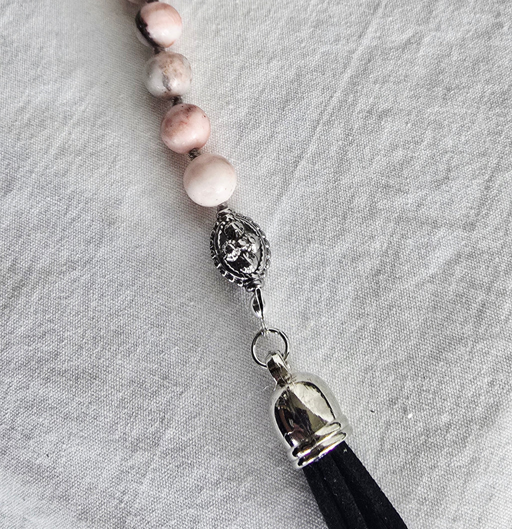 Soft Strength • Pink Zebra Jasper Pocket Pause Keychain