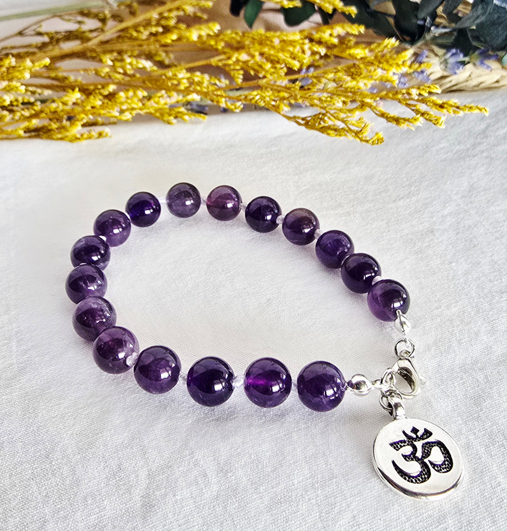 Still Within • Amethyst + Om Charm Bracelet