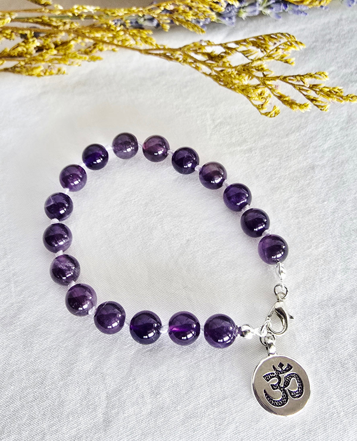 Still Within • Amethyst + Om Charm Bracelet
