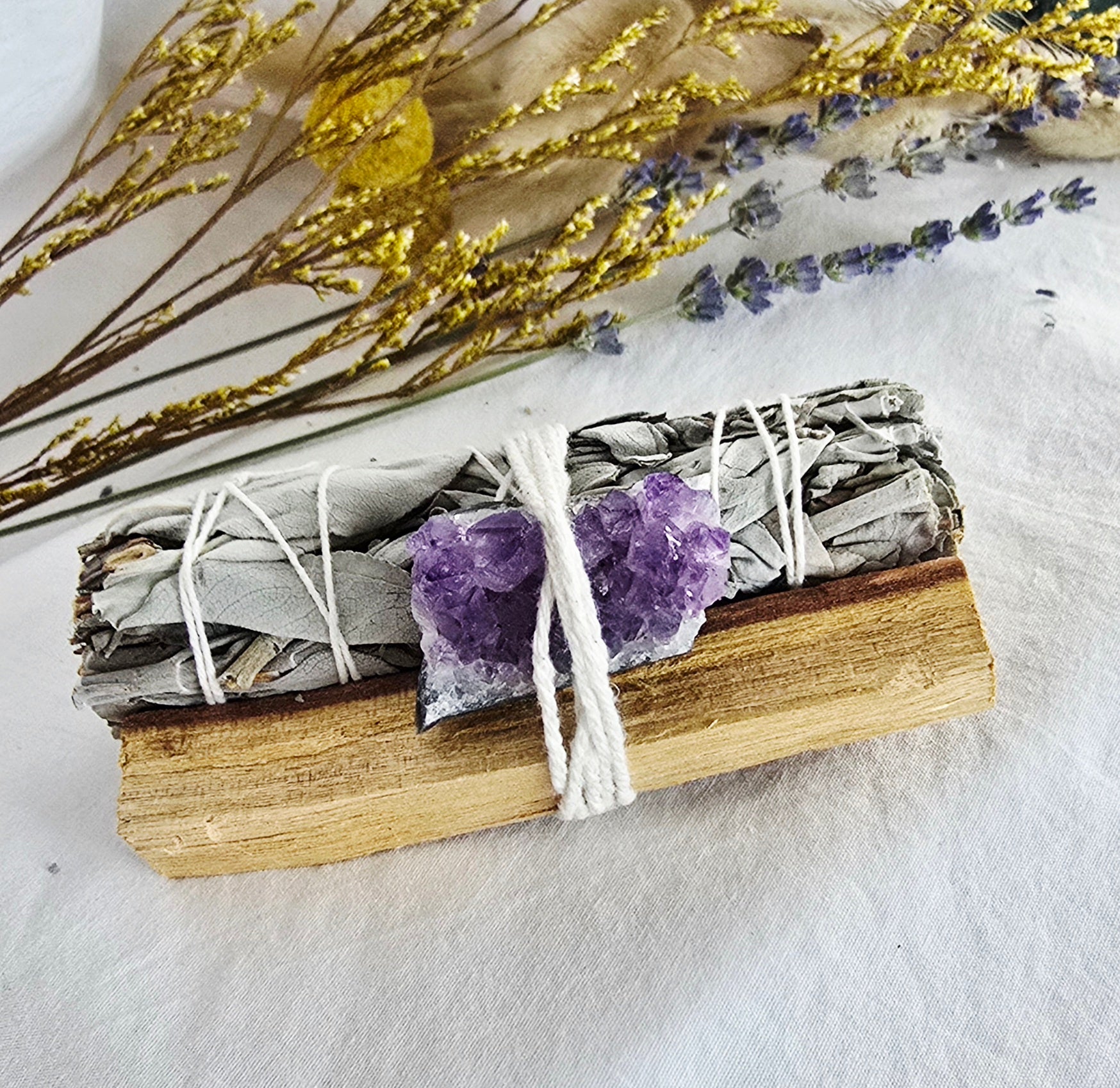 Sage + Palo Santo + Amethyst Cluster Ritual Bundle