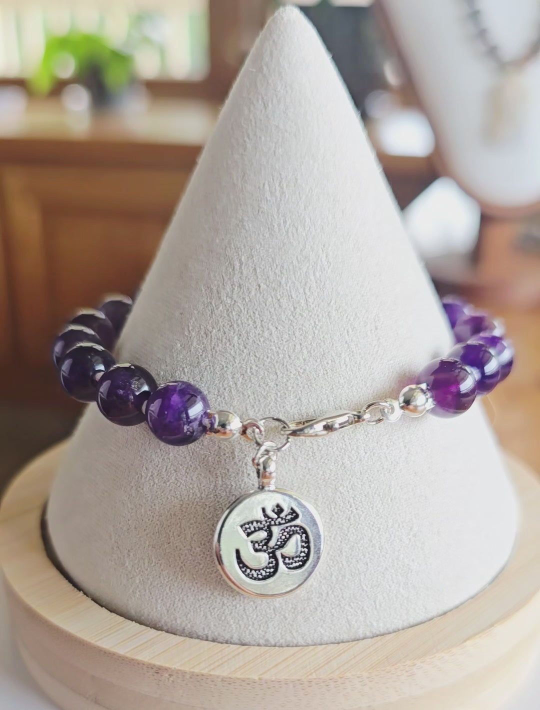 Still Within • Amethyst + Om Charm Bracelet